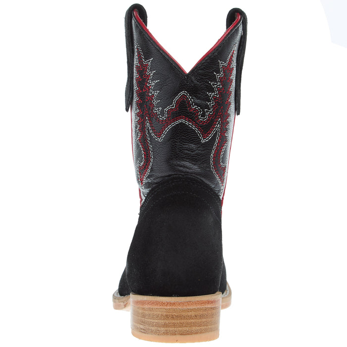 R Watson Boots R Childrens Black Rough Out with Black Shaft Square Toe Boot
