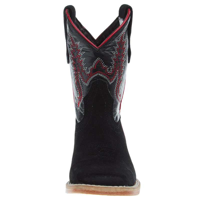 R Watson Boots R Childrens Black Rough Out with Black Shaft Square Toe Boot