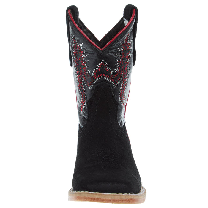R Watson Boots R Childrens Black Rough Out with Black Shaft Square Toe Boot