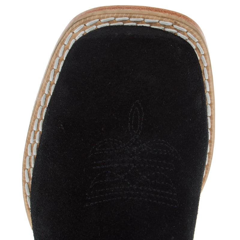 R Watson Boots R Childrens Black Rough Out with Black Shaft Square Toe Boot