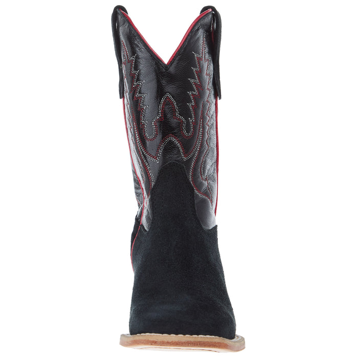 R Watson Boots R Youth Black Rough Out with Black Shaft Square Toe Boot