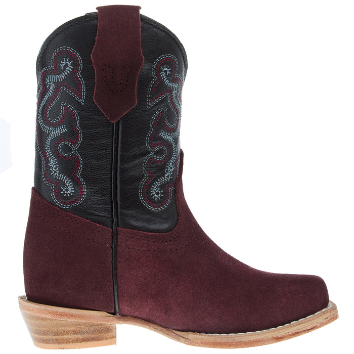 R Watson Boots R Childrens Rhubarb Rough Out with Black Shaft Cutter Toe Boot