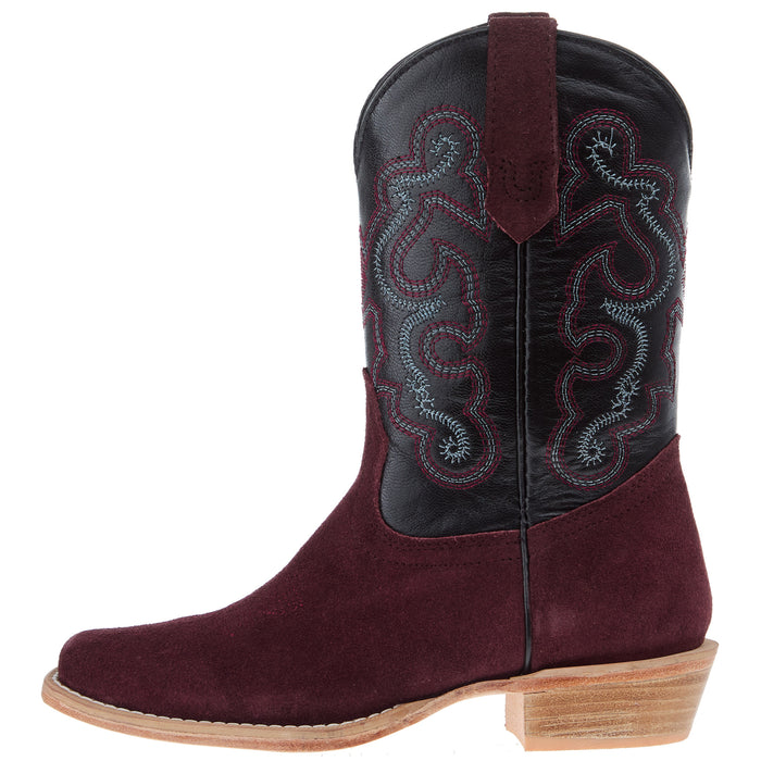 R Watson Boots R Youth Rhubarb Rough Out with Black Shaft Cutter Toe Boot