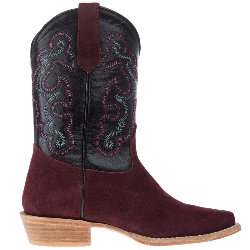 R Watson Boots R Youth Rhubarb Rough Out with Black Shaft Cutter Toe Boot