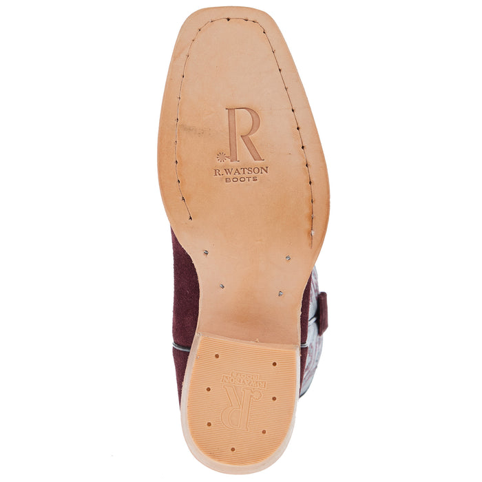 R Watson Boots R Youth Rhubarb Rough Out with Black Shaft Cutter Toe Boot