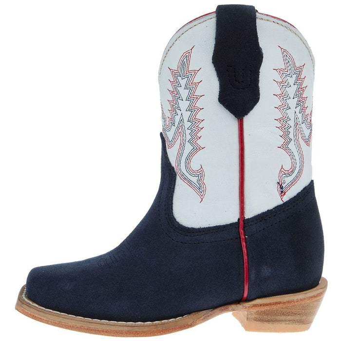 R Watson Boots R Childrens Navy Rough Out with Winter White Shaft Cutter Toe Boot