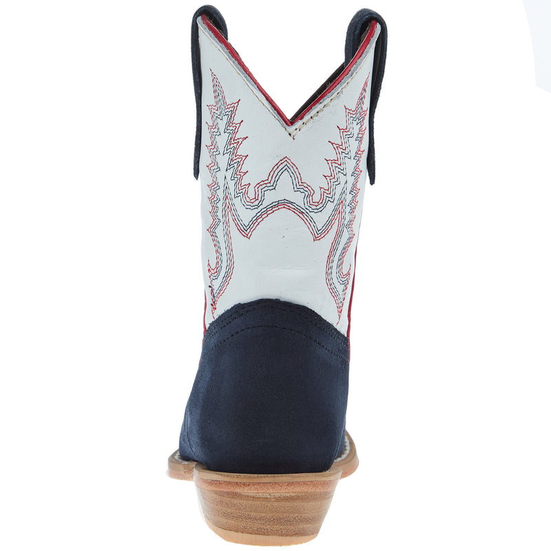 R Watson Boots R Childrens Navy Rough Out with Winter White Shaft Cutter Toe Boot