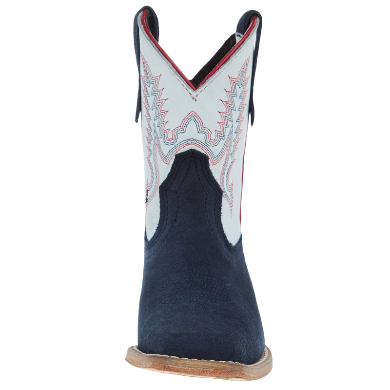 R Watson Boots R Childrens Navy Rough Out with Winter White Shaft Cutter Toe Boot