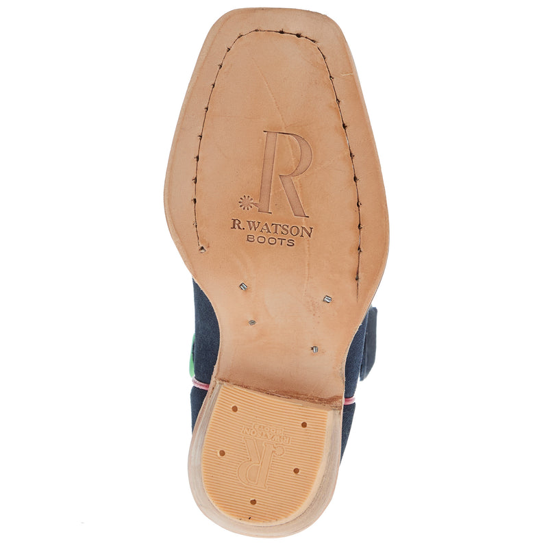 R Watson Boots R Childrens Navy Rough Out with Winter White Shaft Cutter Toe Boot