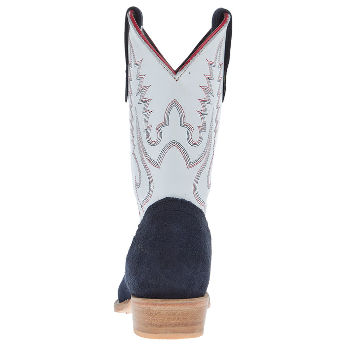 Top Hand Rough Out Cutter Toe R Watson Boots R Youth Navy Rough Out with Winter White Shaft Cutter T