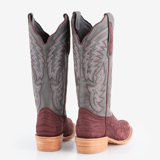 R Watson Boots R Women's Rhubarb Caiman Belly 13 In Steel Grey Top Cowgirl Boot