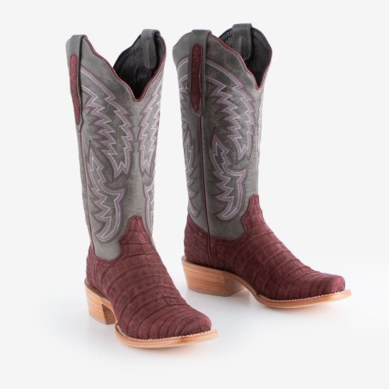 R Watson Boots R Women's Rhubarb Caiman Belly 13 In Steel Grey Top Cowgirl Boot