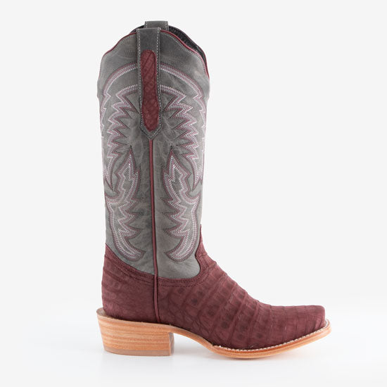R Watson Boots R Women's Rhubarb Caiman Belly 13 In Steel Grey Top Cowgirl Boot