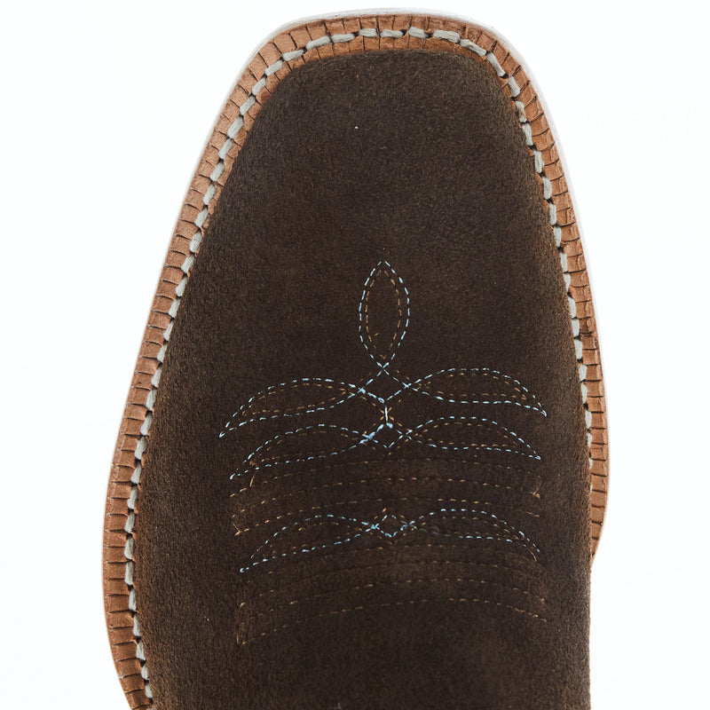 R Watson Boots Women's Chocolate Rough Out 13 In Sky Blue Top Cowgirl Boot