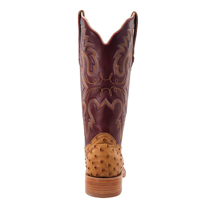 R Watson Boots Women's Antique Saddle FQ Ostrich 13 in Antique Sienna Top