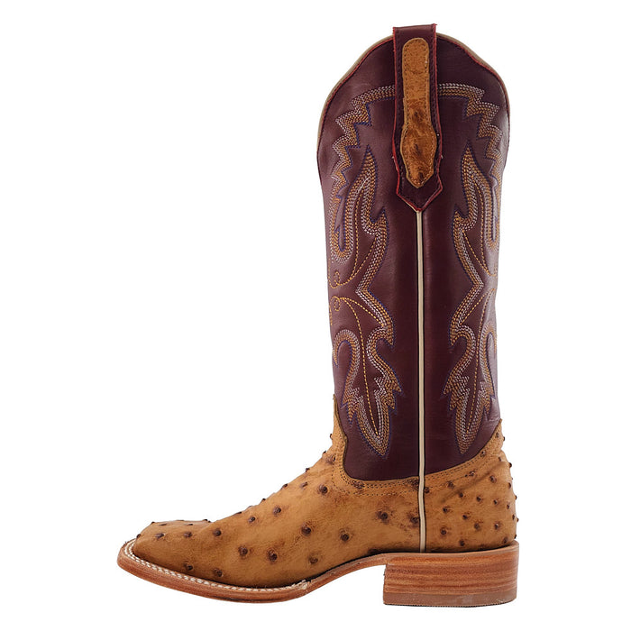 R Watson Boots Women's Antique Saddle FQ Ostrich 13 in Antique Sienna Top