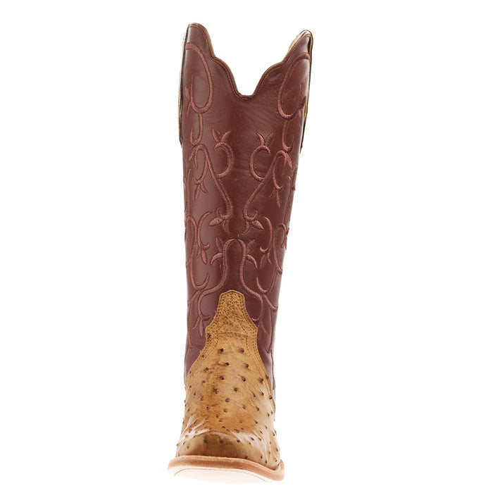 R Watson Boots Women's Antique Saddle Full Quill Ostrich 14in Cognac Top