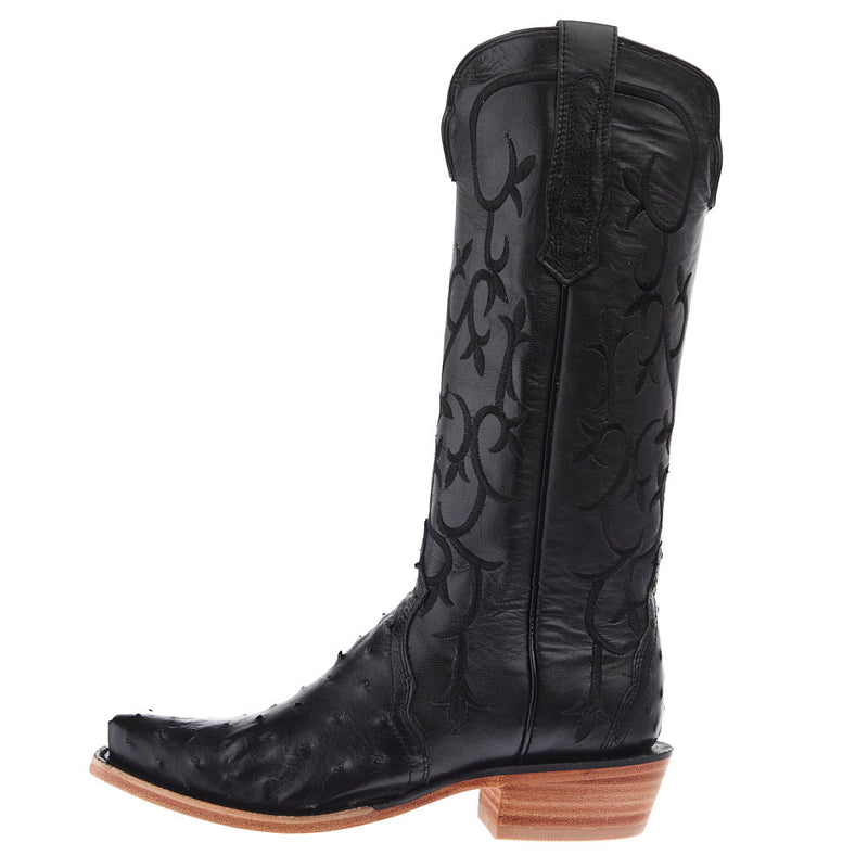 R Watson Boots Women's Black Full Quill Ostrich Vamp 14in Black Top