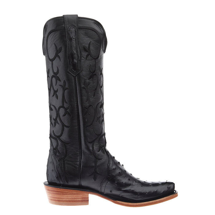 R Watson Boots Women's Black Full Quill Ostrich Vamp 14in Black Top