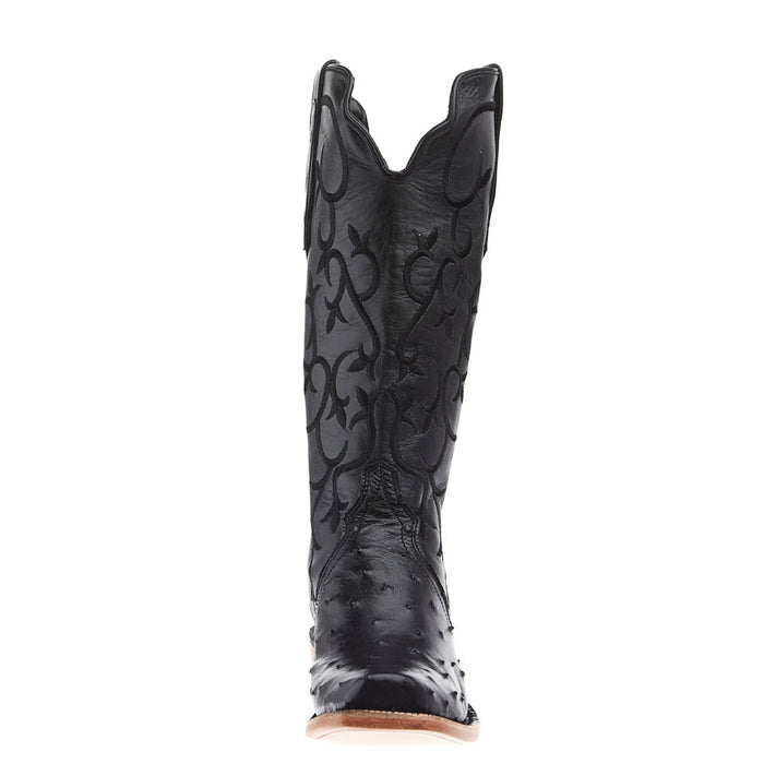 R Watson Boots Women's Black Full Quill Ostrich Vamp 14in Black Top