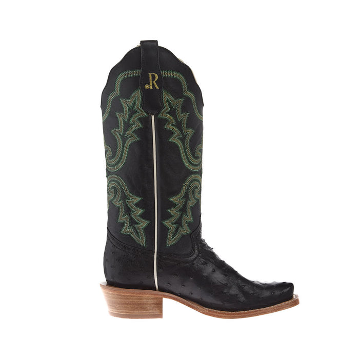 R Watson Boots Women's Black Full Quill Ostrich 13