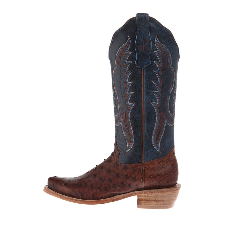 R Watson Boots Women's Brass Full Quill Ostrich 13in Rhino Loco Midnight Boot