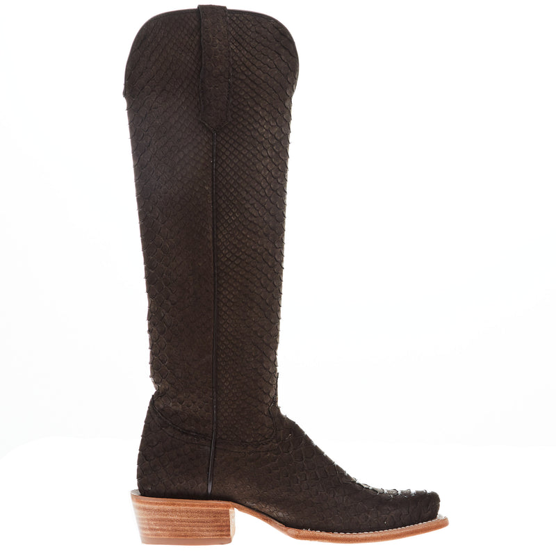R Watson Boots Women's Chocolate Nubuck Python 17 In Top Cowgirl Boot