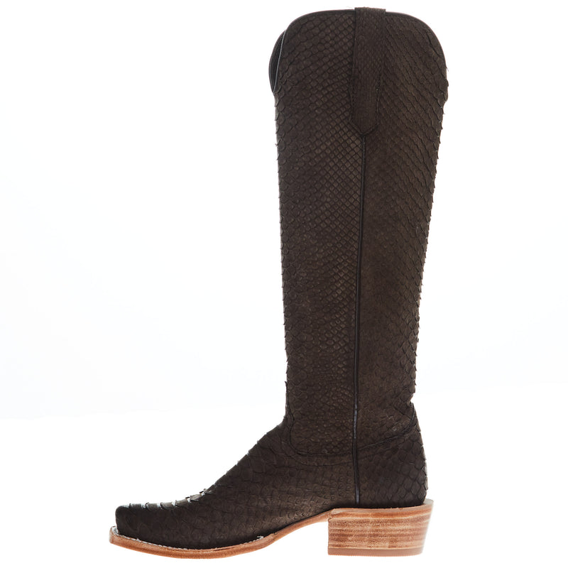 R Watson Boots Women's Chocolate Nubuck Python 17 In Top Cowgirl Boot