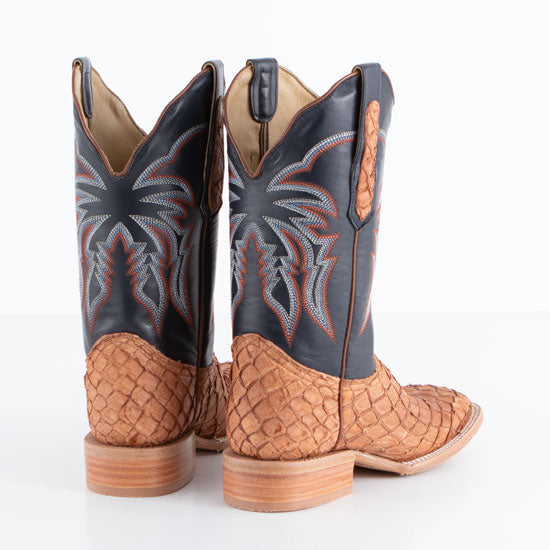 R Watson Boots Women's Matte Cognac Pirarucu 11in Deep Pacific Top