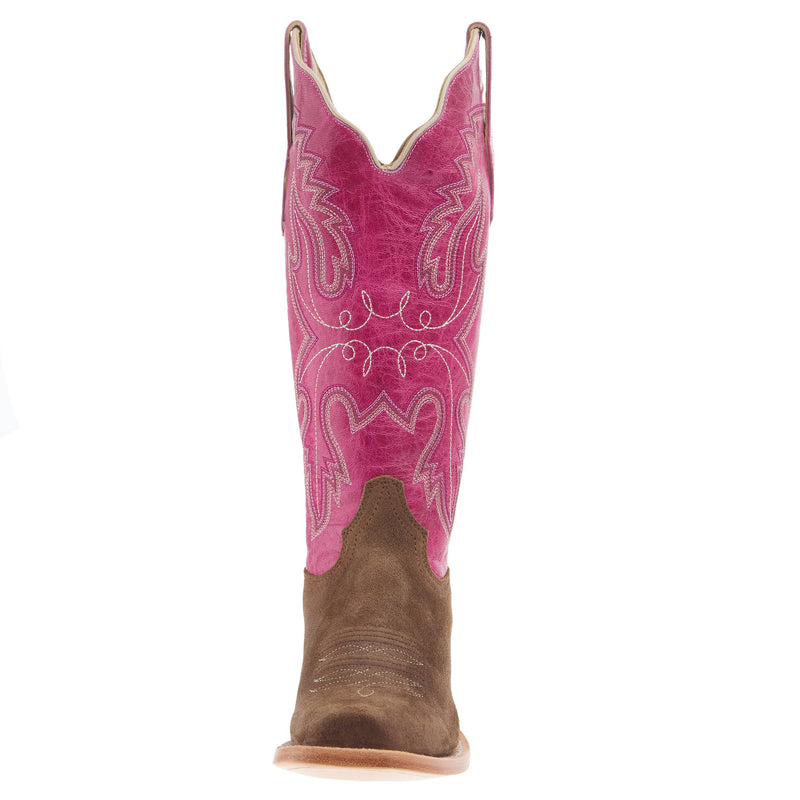 R Watson Boots Women's Cider Brown Rough Out 13 In Fushsia Top Cowgirl Boot