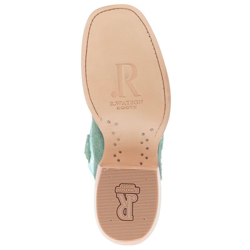 R Watson Boots Women`s Teal Roughout Vamp 13In Mint Cowhide Top Boot