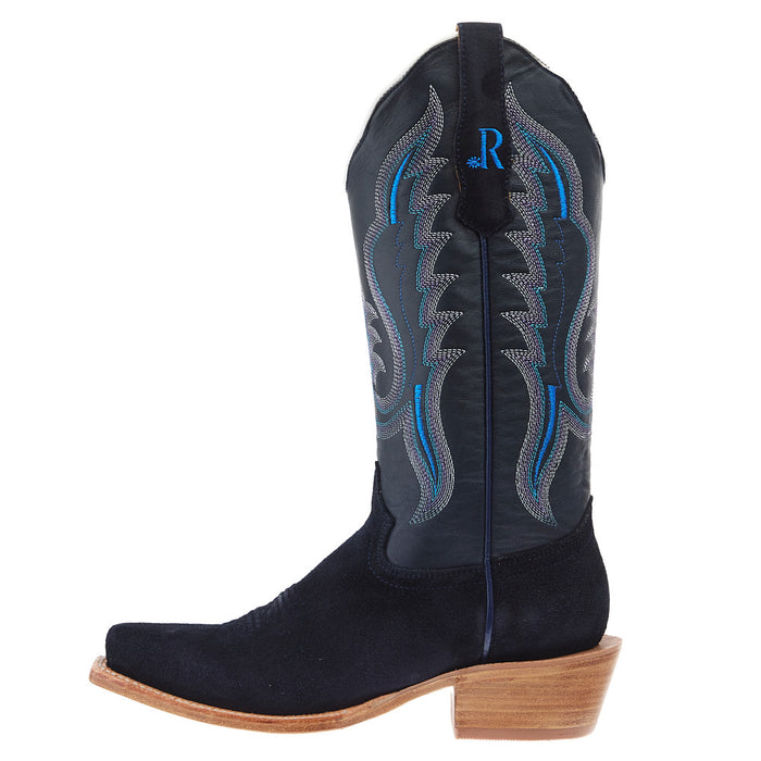 R Watson Boots Women's Dark Blue Roughout Vamp 13in Midnight Goat Top