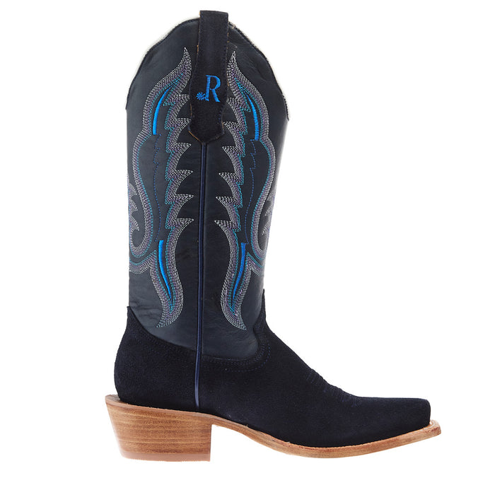 R Watson Boots Women's Dark Blue Roughout Vamp 13in Midnight Goat Top