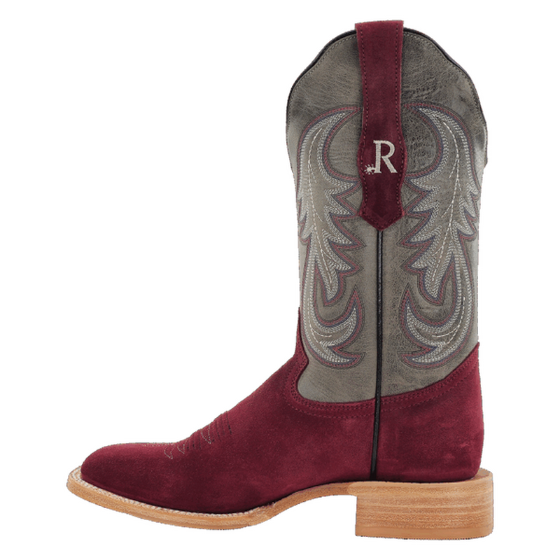 R Watson Boots Women's Rhubarb Roughout Vamp 11in Grey Cowhide Top Boot