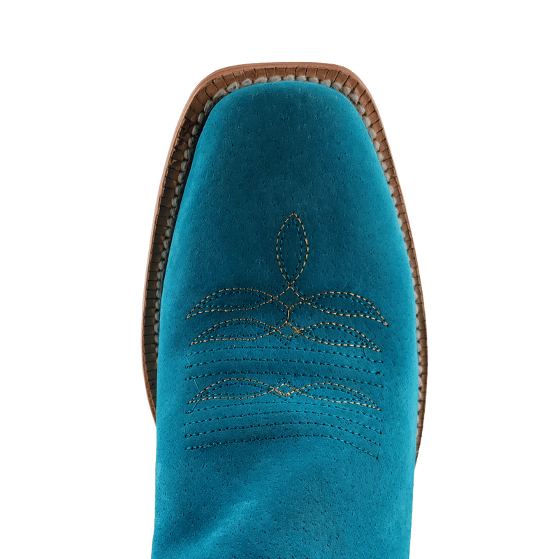 R Watson Boots Women's Turquoise Boar Vamp 13in Tan Cowhide Top Boot