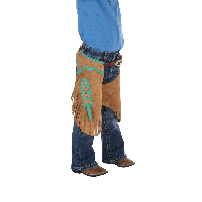 Rockin` Y Saddlery Toddler Tobacco Roughout with Teal Border Chinks