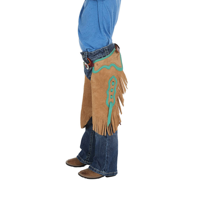 Rockin` Y Saddlery Toddler Tobacco Roughout with Teal Border Chinks