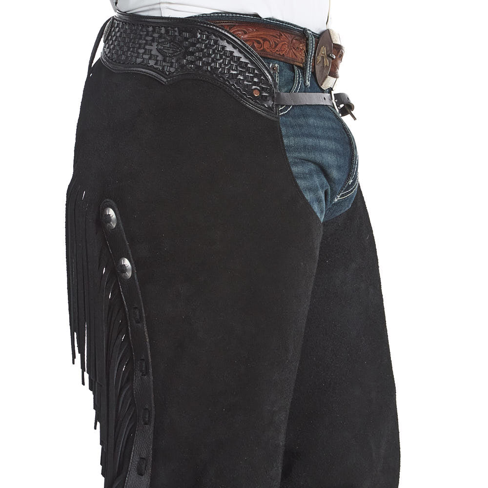 Rockin` Y Saddlery Black Roughout Versatility Chaps — NRS