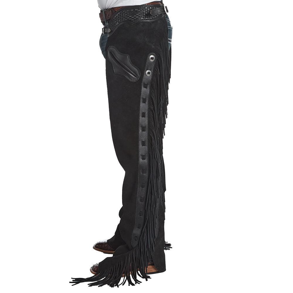 Rockin` Y Saddlery Black Roughout Versatility Chaps