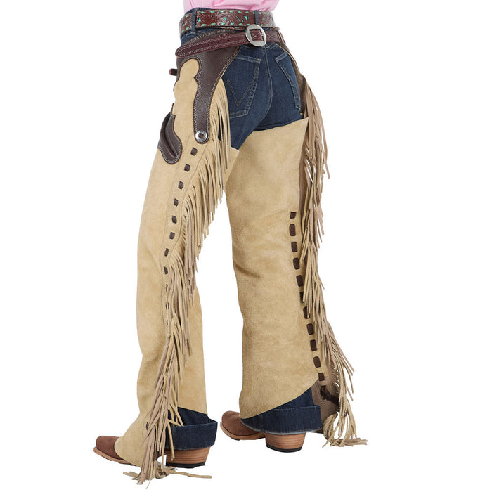 Rockin` Y Saddlery Youth Smooth Out Medium Brown with Chocolate Border Chaps