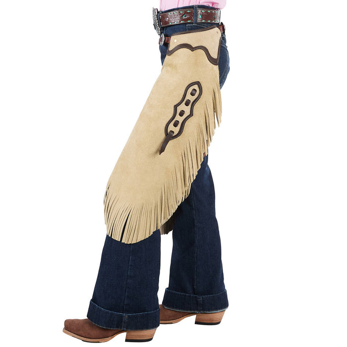 Rockin` Y Saddlery Youth XL Roughout with Chocolate Border Chinks