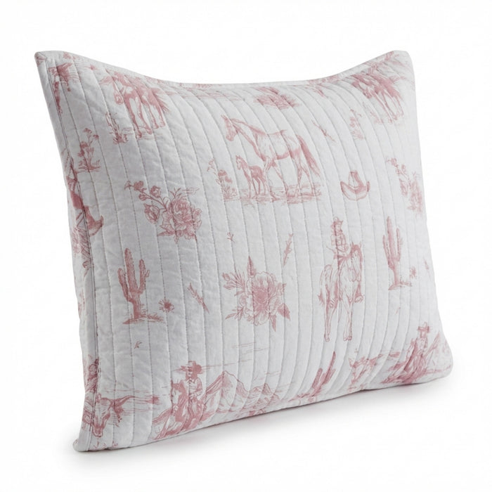 Rod's True Western Dusty Rose Cowgirl Toile Standard Sham