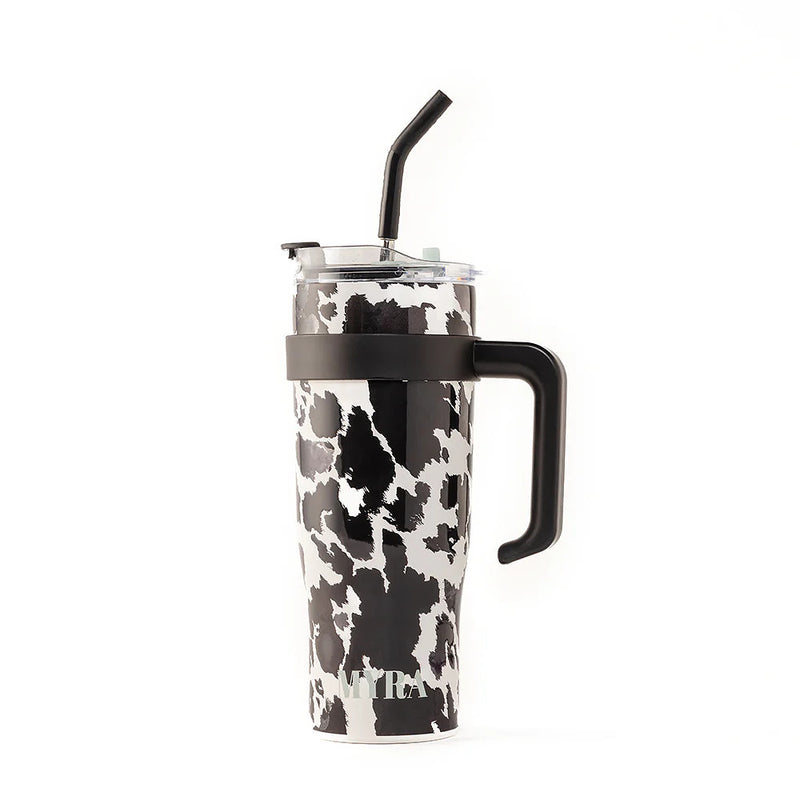 Myra Wide Wyoming Black Cow Print Tumbler