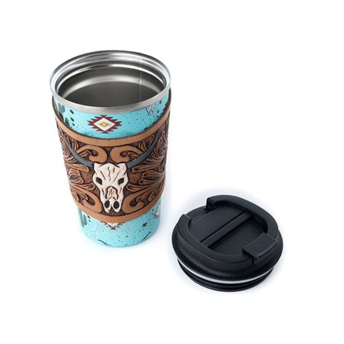 Myra Western Trail Brew Stainless Steel Mug in Cactus Geometry
