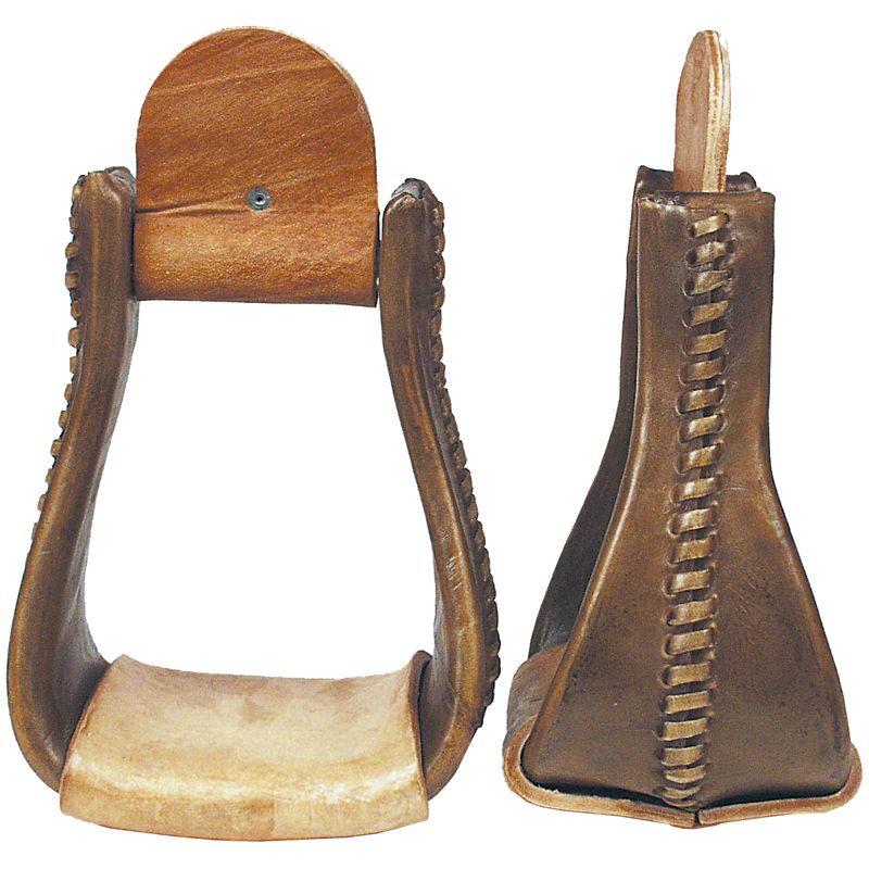 NRS Deluxe Rawhide Covered Wood Bell Stirrups