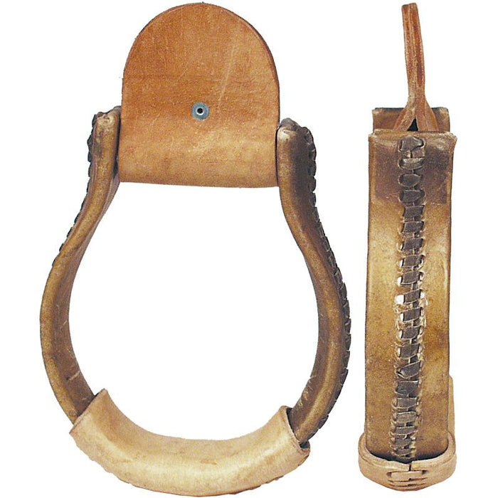 NRS Iron Oxbow Deluxe Rawhide Covered Stirrups