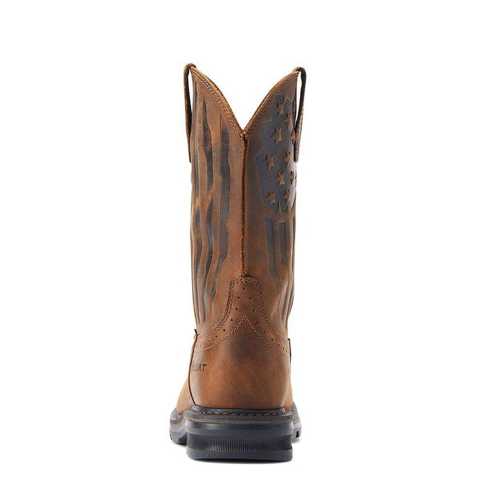 Ariat Men`s Sierra Shock Shield Patriot Steel Toe 11In Brown Work Boot