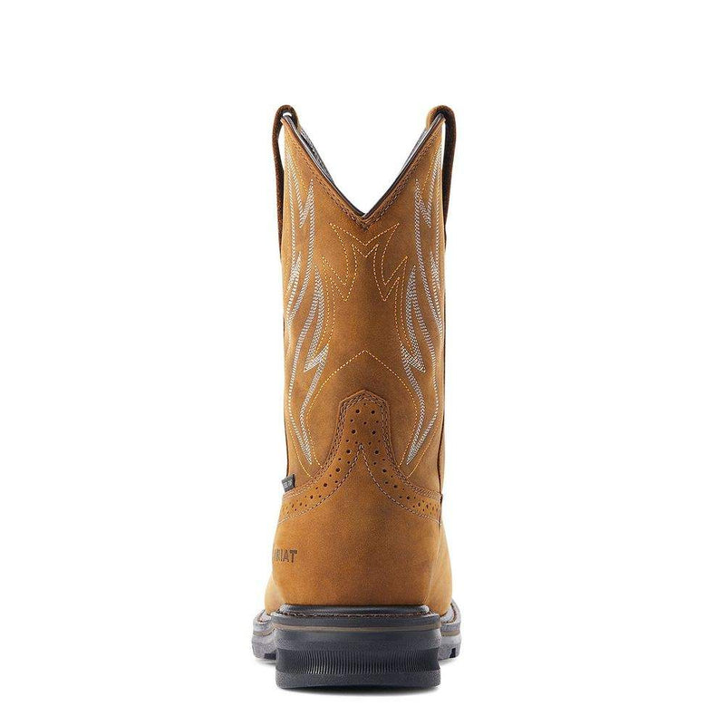 Ariat Men's 10in Sierra Shock Shield Brown Wide Square Toe H2O Steel Toe Pull on Work Boot
