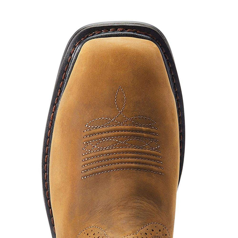 Ariat Men's 10in Sierra Shock Shield Brown Wide Square Toe H2O Steel Toe Pull on Work Boot