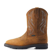 Ariat Men Sierra Shock Shield Brown Wide Square Toe H2O Soft Toe Pull On Work